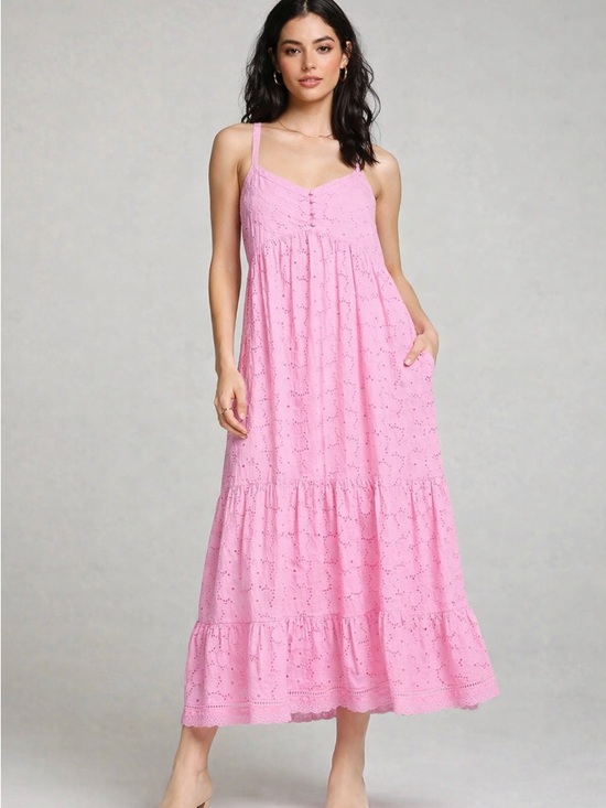 Salewater Lux Dresses & Skirts - Saltwater LUXE Amalia Midi Dress Pink Eyelet Embroidered Cotton Sundress S NWT